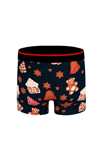 darkzone Men's Digital Printed New Year Figures Patterned New Year Boxer
