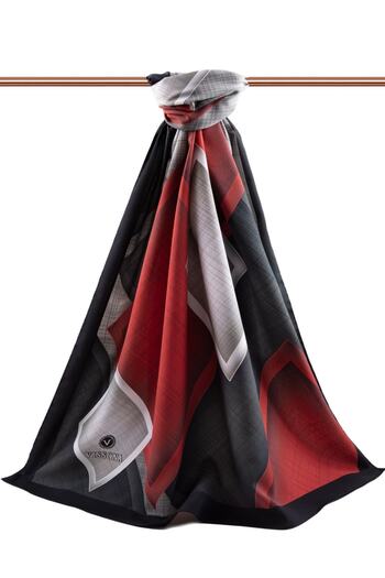 Vissona Women's Luxury Medina Silk Shawl Claret Red - Black