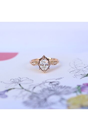 INZA mücevherat 0.55 Ct Vintage Aria Tasarım Pırlanta Yüzük