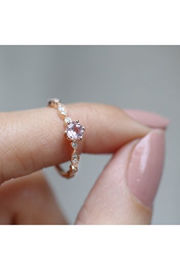 INZA mücevherat Vintage Özel Tasarım Morganite & Pırlanta Yüzük