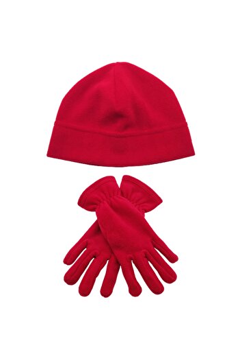AXE SPORTSWEAR Women's Winter Red Thermal Fleece Gloves - Fleece Beanie Set of 2
