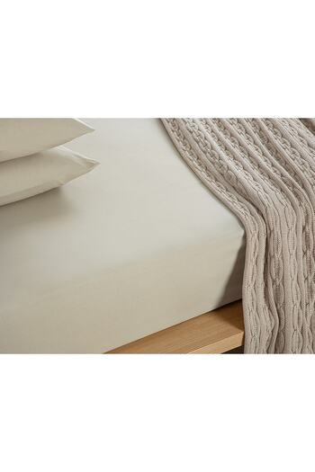English Home Novella Premium Beige Double Soft Cotton Bed Sheet - Tkm 160x200 Cm, Elastic