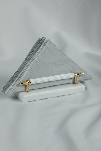 MERALP Suport pentru șervețele Pamukkale Gold Real Marble, Mâner cu profil metalic