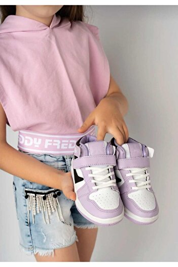 Lambırlent Girls Boys Unisex Lace Up High Top Winter Lilac White Black Sports Basketball Shoes