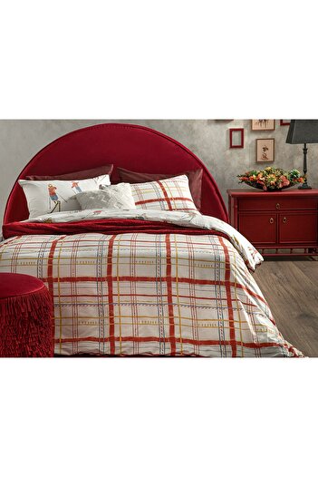 English Home Winter Vacay Cotton Single Duvet Cover Set 160x220 Cm Red