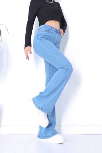 LİMABEL Noa Flare Flared Leg Jeans Light Blue Spanish Jeans High Waist Denim Pants