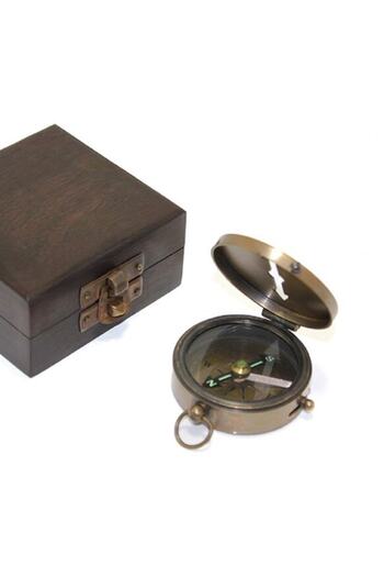 keyfimshop Πυξίδα με σηματοδότηση κατεύθυνσης με ξύλινο κουτί