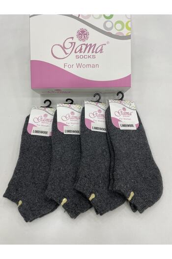 Gama Çorap 4 Pieces Genuine Lamb Wool Complete Towel Thick Winter Women's Thermal Booties