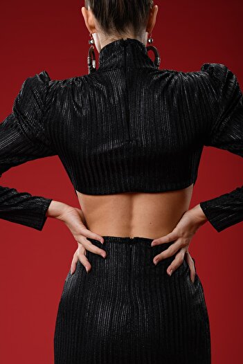 Gira official Siyah Triko Cut Out Detaylı Midi Elbise