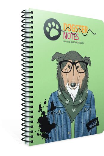 Gıpta Caiet cu copertă din plastic Dogster Spiral A4 80 de coli în carouri (pachet de 4) 6179