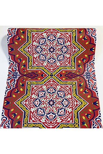 Örtücüm Çini Desenli Yapışkanlı Fayans Tezgah Arası Duvar Kaplama Folyo Kağıt 45cm X 15metre