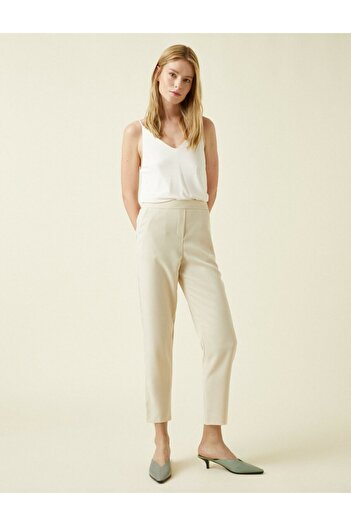 Koton Women's Ecru Pocket Trousers