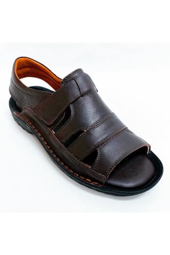 Çelik Men's Brown Genuine Leather Sandals