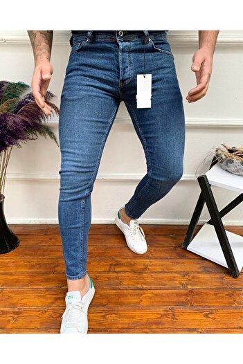 Oliggopol Men's Slim Fit Jeans Lycra Ankle Pattern Denim Trousers