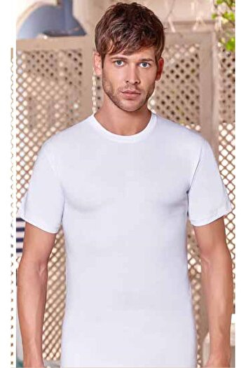 Berrak Men's White 0 Collar Undershirt 3-Piece