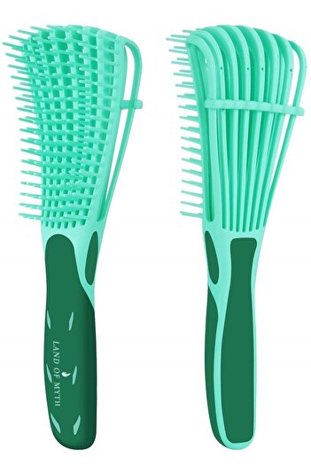 LAND OF MYTH Lom1191 Green Curly Hair Combing Brush - Octopus Design, Flexible Teeth