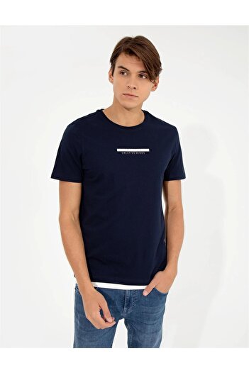 Pierre Cardin Μπλουζάκι Navy Blue Slim Fit Crew Neck
