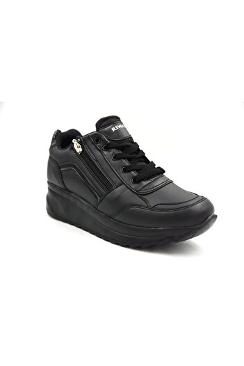 Prego Riwax Bağcıklı Fermuarlı Dolgu Topuklu Hafif Poli Taban Kadın Sneaker