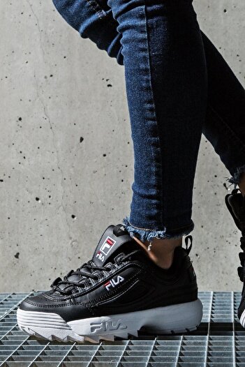 Fila Disruptor Low Unisex Кросівки Чорні Висока Підошва Повсякденне Спортивне Взуття