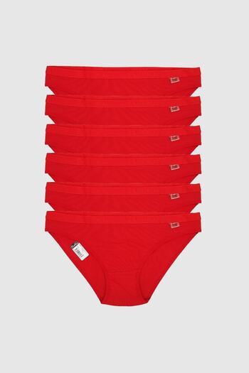 Tutku 12 Pcs Printed Bikini Panties Red