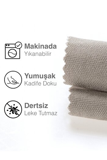 Perle Kadife Dokulu Taş Rengi Daily Series Runner 40 X 140