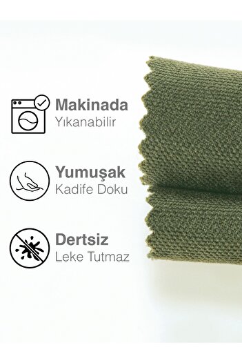 Perle Kadife Dokulu Zeytin Yaprağı Rengi Daily Series Runner 40 X 140