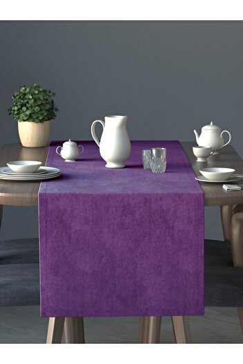 Perle Kadife Dokulu Menekşe Moru Daily Series Runner 40 X 140