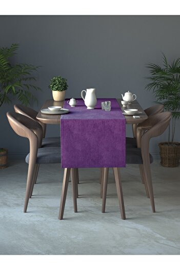 Perle Kadife Dokulu Menekşe Moru Daily Series Runner 40 X 140