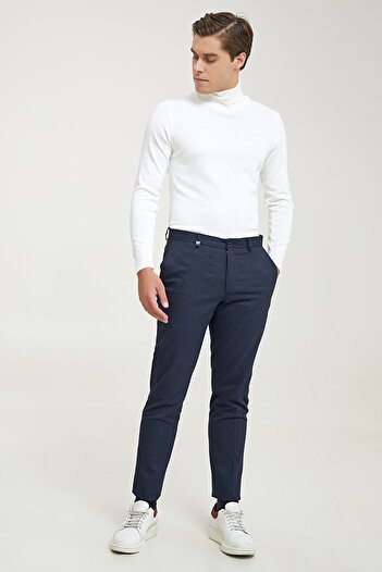 Tween Slim Fit Lacivert Viskon Karışımlı Kumaş Pantolon