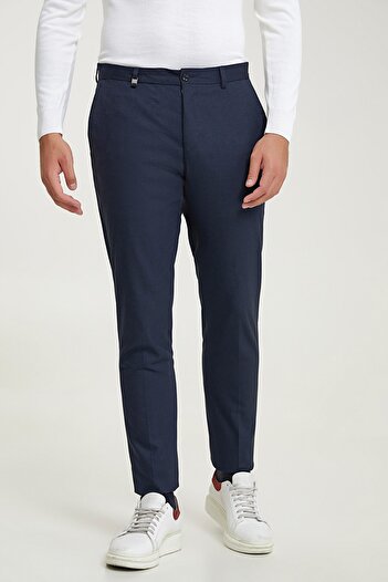 Tween Slim Fit Lacivert Viskon Karışımlı Kumaş Pantolon