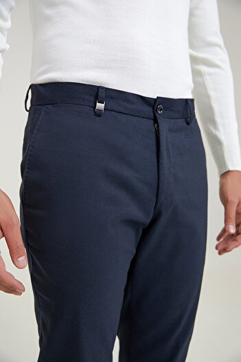 Tween Slim Fit Lacivert Viskon Karışımlı Kumaş Pantolon