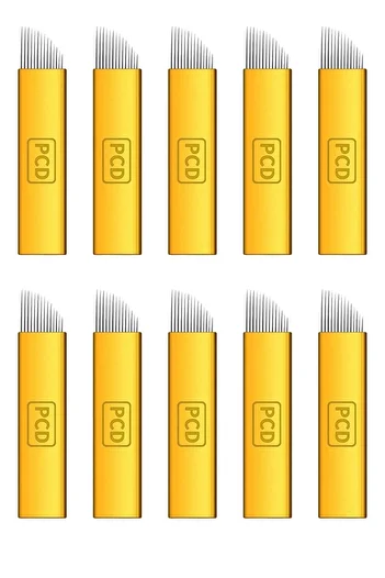 mudan P.c.d Microblading Permanent Makeup Needle 12 Pin Yellow 10 Pieces Eyebrow Tattoo Needle Microblading Needle