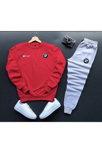 NewCabin New Season 2 Thread Raised Sports Printed Sweat-cotton Sweatpants Set of 2