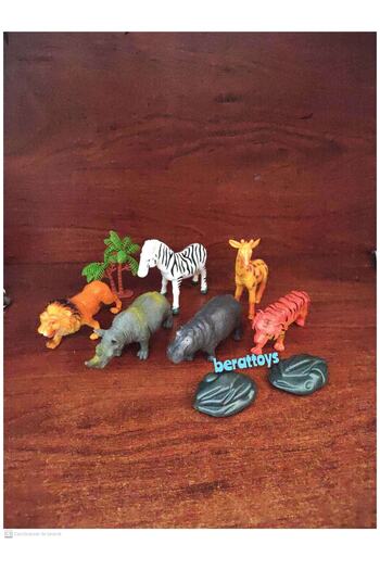 berattoys Oyuncak Hayvanlar Vahşi Hayvan Set Aslan Kaplan Zebra Zürafa 6 Pcs 10 Cm Hayvan Seti