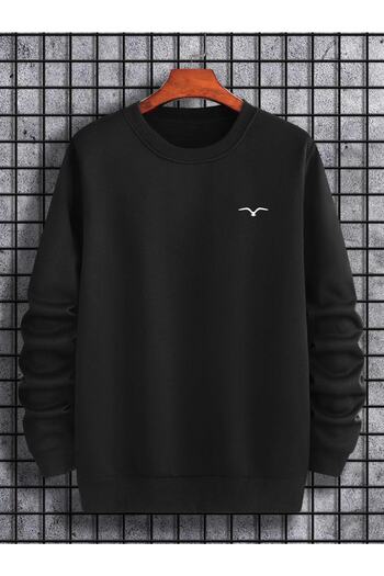 Mythologie Φούτερ με στάμπα Bird Unisex Oversize Μαύρο με λαιμόκοψη