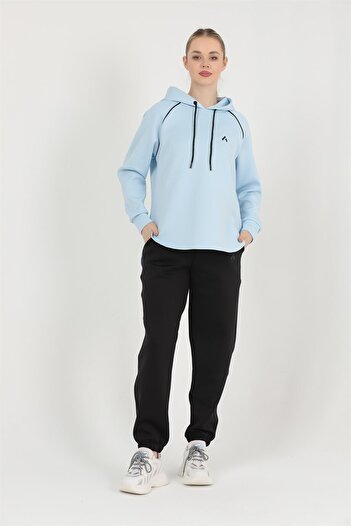 missmaral Women's Scuba Tracksuit Set Black Blue Hooded Top with Elastic Leg Pocket Jogger Bottom 3070