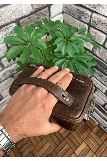 GUARD Antik Kahverengi Hakiki Deri Şifreli El Çantası Erkek / Kadın P1692