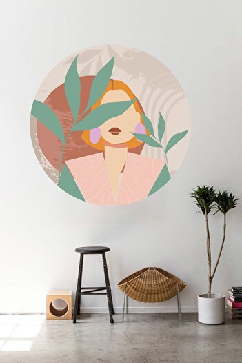 Grafikup Woman with Absurd Earring Bohemian Wall Sticker