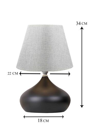 EvLight Lapis Set of 2 Gray Hat Table Lamp Single Metal Lampshade
