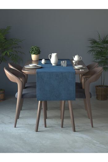 Perle Catifea Texturată Deep Blue Color Daily Series Runner 40 X 140