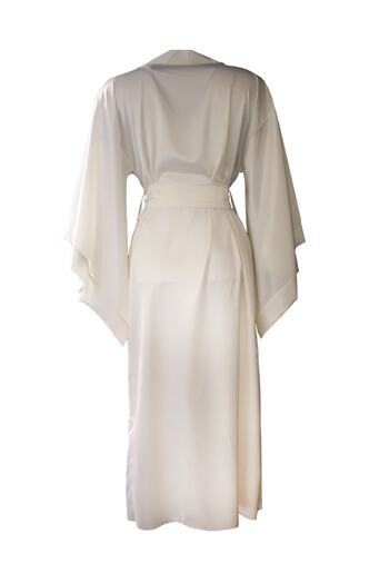 Mita Concept Ecru Satin Bat Sleeve Dressing Gown