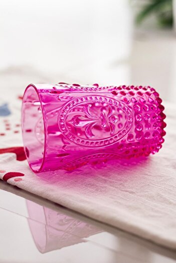 Depa Akrilik Pembe Tekli Kısa Bardak & Su Meşrubat Kahve Yanı Bardağı 400 Ml ( Cam Değildir )
