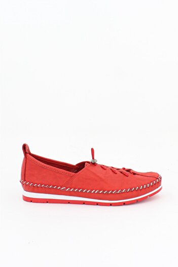 Deripabuc Genuine Leather Red Women's Leather Ballerinas Dp16-0052