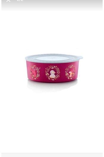 Tupperware Water Round Cherry Snowman Christmas Cookie Box