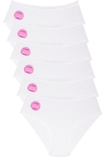 Meren Underwear سراويل داخلية نسائية بيضاء مكونة من 6 قطع بخصر مطاطي بدون خياطة