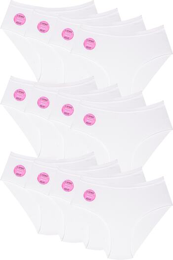Meren Underwear 12 قطعة من الملابس الداخلية النسائية ذات الخصر المطاطي الأبيض بدون خياطة