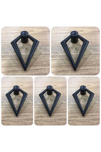 ARON (5 PCS) Hayal Big Triangle Pendulum Matte Black Button Handle Furniture Nightstand Dresser Console Kitchen Cover.