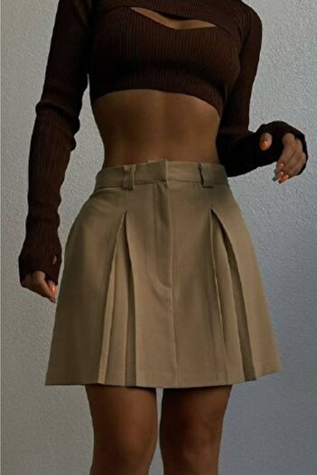 lovebox Beige Mini Skirt - Women'S, Low Waist, 2531