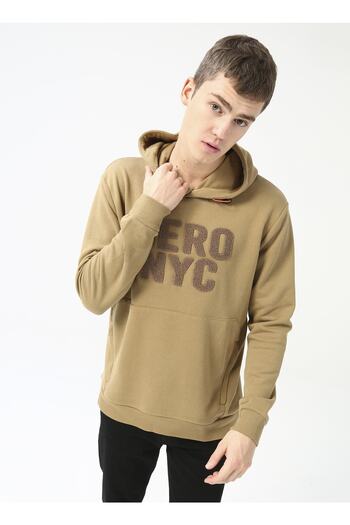 Aeropostale Ανδρικό φούτερ με κουκούλα Κεντητό Σκούρο Μπεζ E-urban