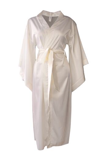 Mita Concept Ecru Satin Bat Sleeve Dressing Gown